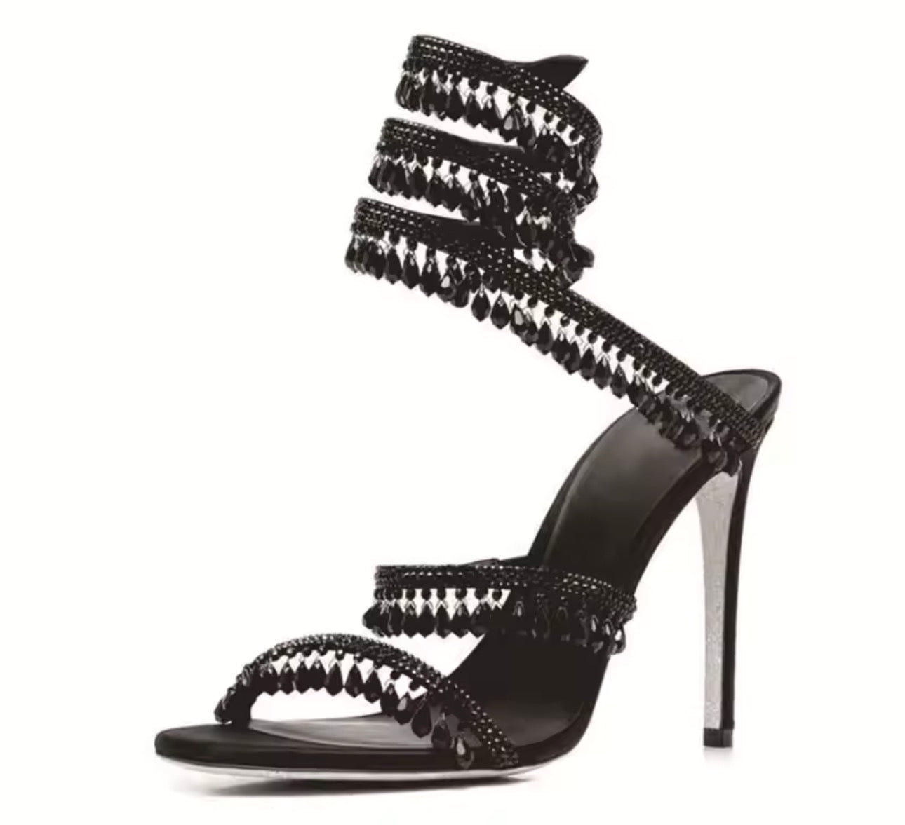 RAVEENA BLACK Shimmering Crystal High Heels